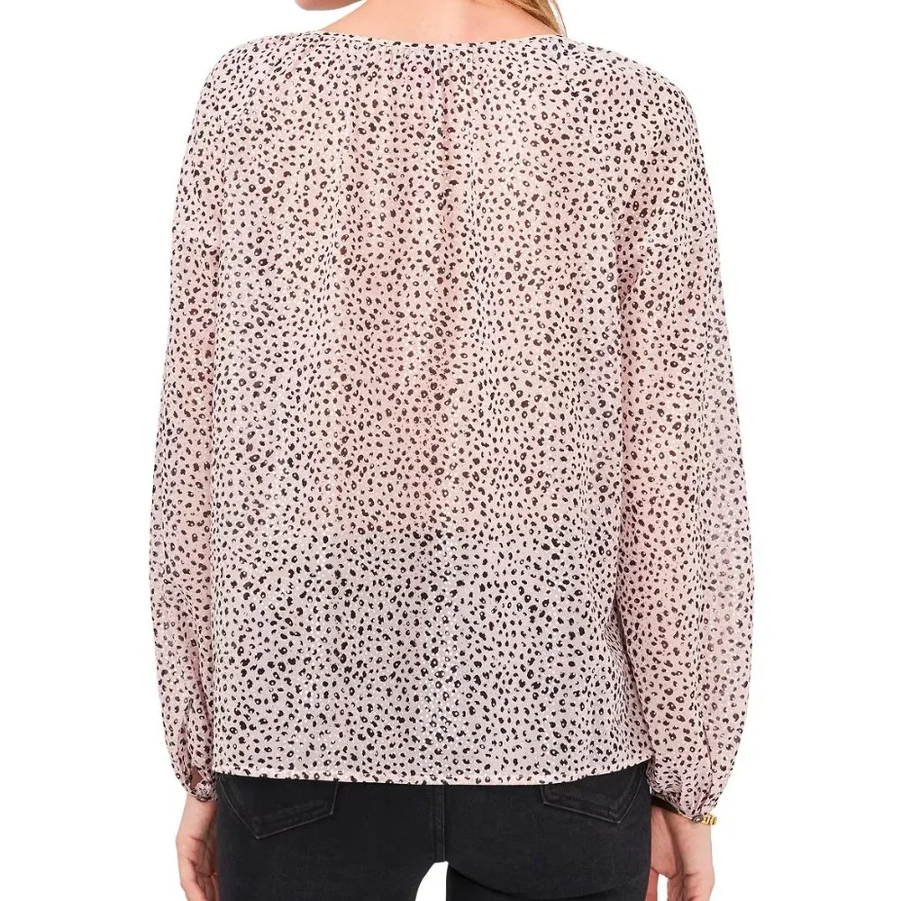 VINCE CAMUTO Animal Print Long Sleeve Peasant Top, Size S, New With Tag - Picture 3 of 6